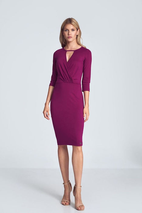 Sophisticated Envelope Neck Black Midi Dress