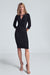 Sophisticated Envelope Neck Black Midi Dress