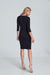 Sophisticated Envelope Neck Black Midi Dress