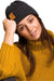 Trendy Acrylic Knit Beanie with Stylish Faux-Leather Face Detail