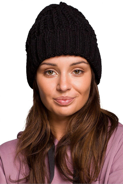 Braided Plait Beanie with Stylish Ribbed Trim