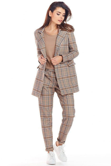 Chic Checkered Double Collar Coat