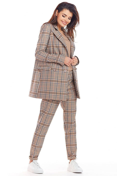 Chic Checkered Double Collar Coat