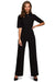 Chic V-Neck Wide-Leg Jumpsuit with Fashionable Tie Detail