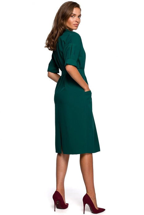 Chic Versatile Dress with Functional Pockets and Adjustable Waist Belt