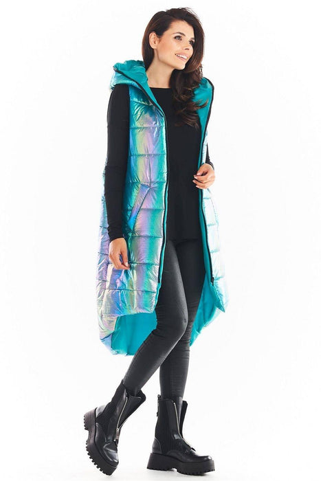 Holographic Longline Hooded Glow Vest