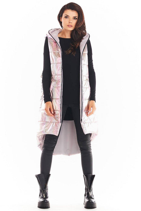 Holographic Longline Hooded Glow Vest