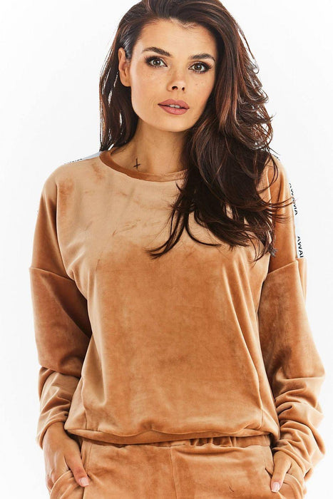 Chic Velvet Pleated Sweatshirt with Logo Detail