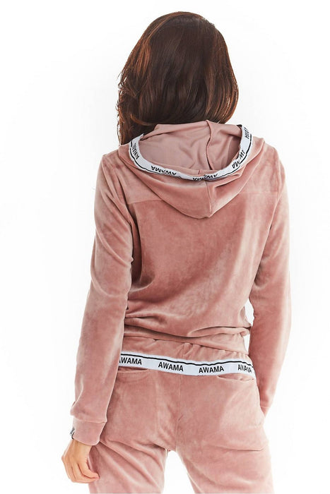 Luxurious Velour Hoodie with Trendy Logo Tape