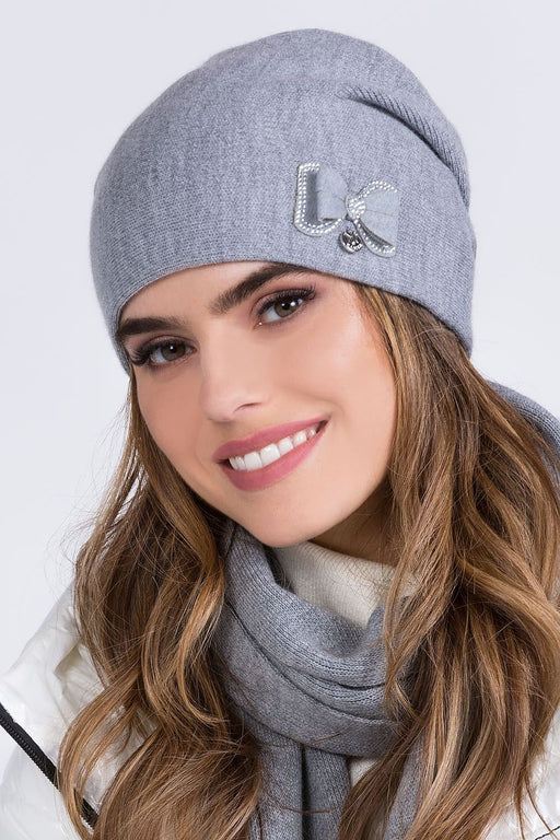 Elegant Fleece-Lined Winter Beanie with Bow Detail for Women