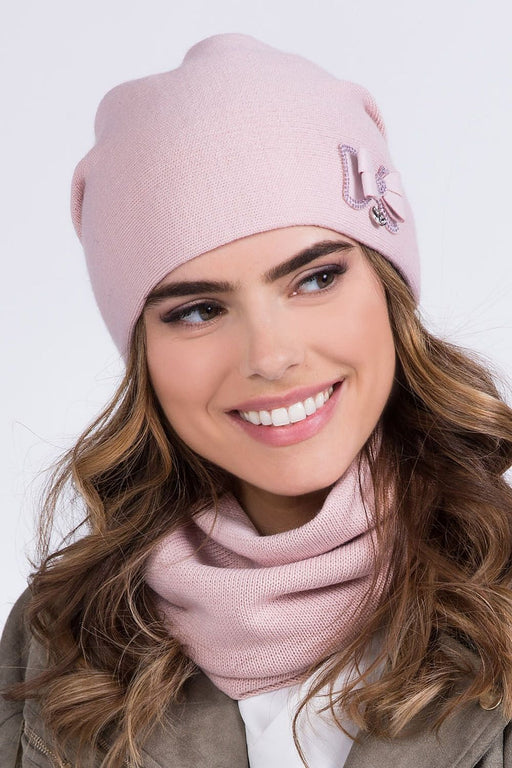 Elegant Fleece-Lined Winter Beanie with Bow Detail for Women