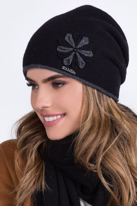 Chic Floral Knit Wool Beanie for Women