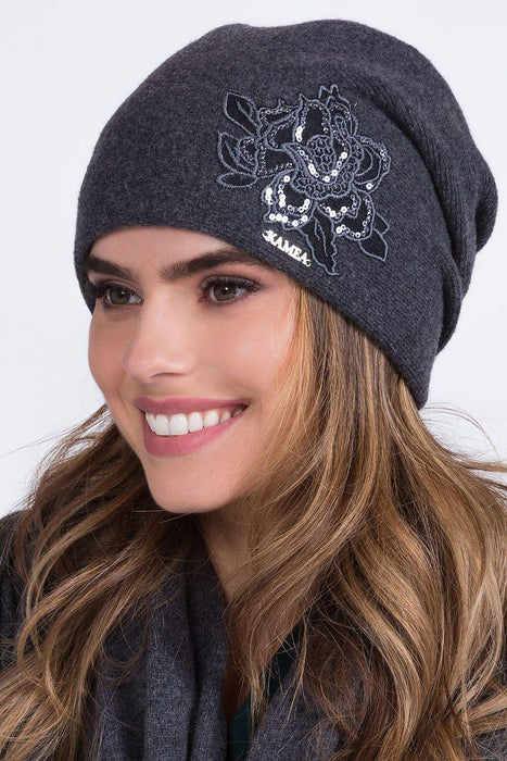 Warm Floral Knit Cap