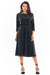 Sophisticated Velour Midi Dress with 3/4 Sleeves