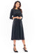 Sophisticated Velour Midi Dress with 3/4 Sleeves