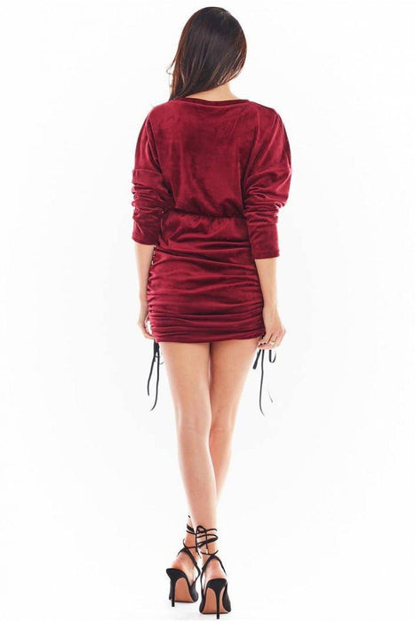 Luxurious Adjustable Velour Midi Dress with Kimono Sleeves