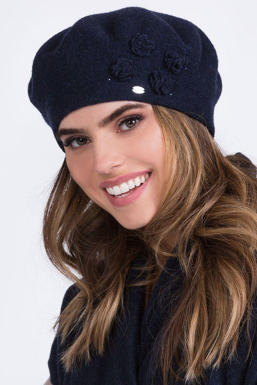 Chic Floral Embroidered Wool Beret