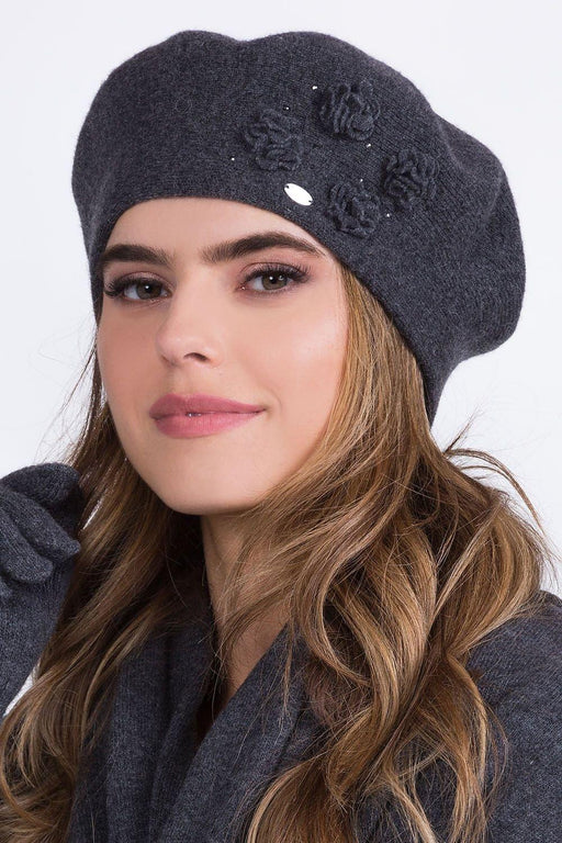 Chic Floral Embroidered Wool Beret