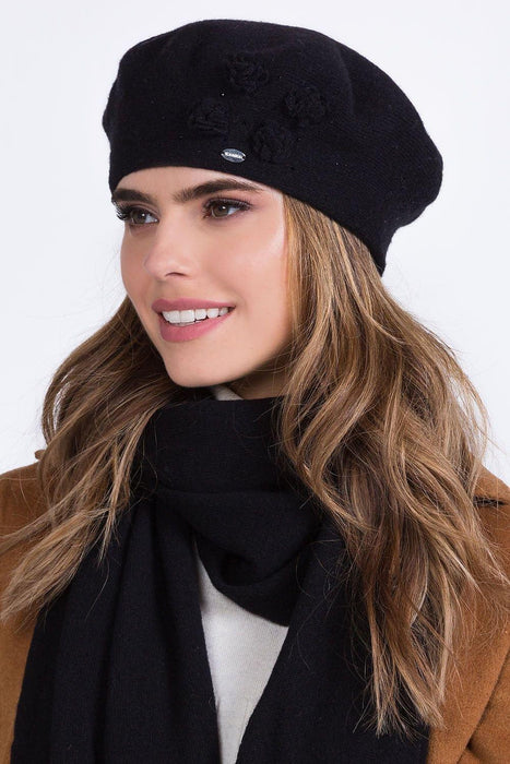 Chic Floral Embroidered Wool Beret