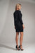 Chic Black Draped Dress with Romantic Heart Neckline and Long Sleeves