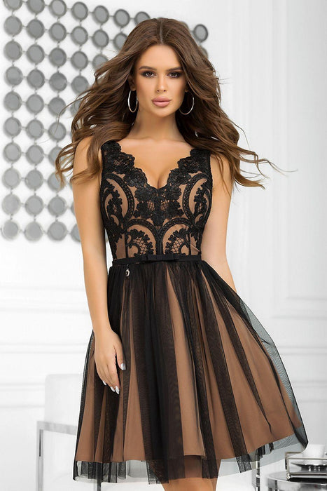 Sophisticated Lace Flare Evening Dress