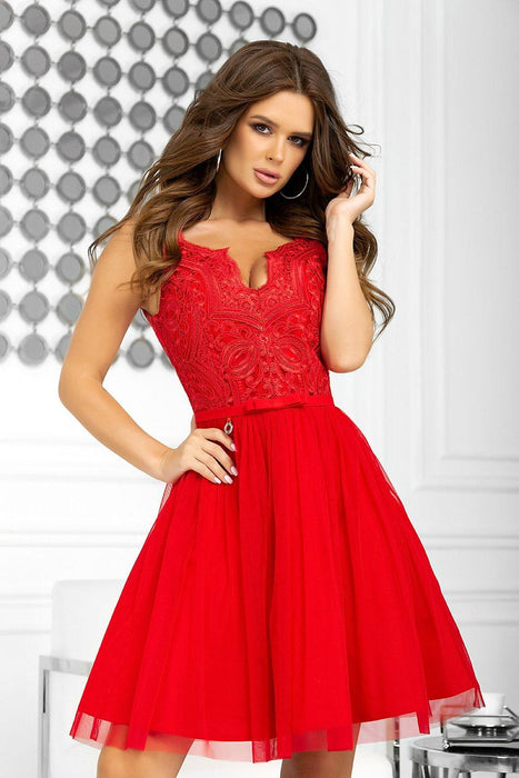 Sophisticated Lace Flare Evening Dress