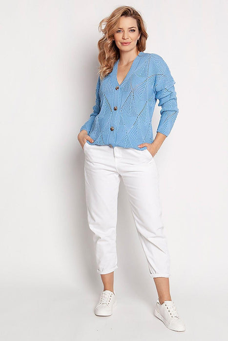 Elegant Heart Neckline Buttoned Cardigan