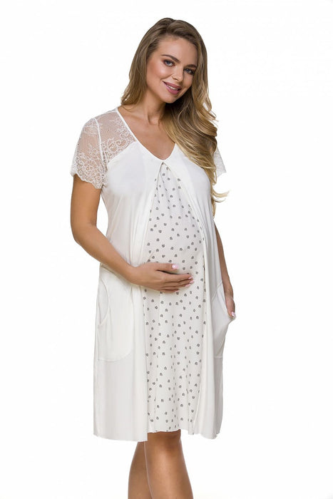 Chic Maternity Nightgown with Fashionable Printed Viscose Design