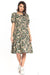 Floral Midi Dress with Elegant Boat Neck and Trendy Puff Sleeves