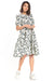 Floral Midi Dress with Elegant Boat Neck and Trendy Puff Sleeves