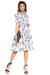 Floral Midi Dress with Elegant Boat Neck and Trendy Puff Sleeves