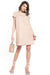 Elegant Cotton Mini Dress with Boat Neck and Trendy Details