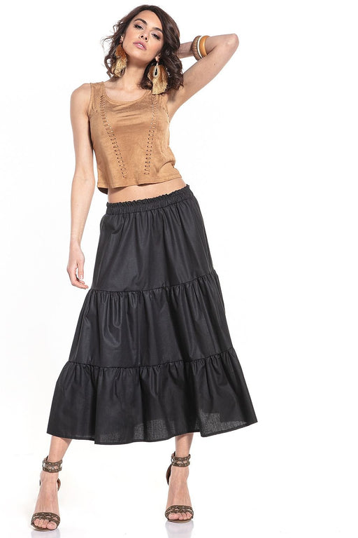 Lightweight Cotton Blend Maxi Skirt with Comfortable Elastic Waistband