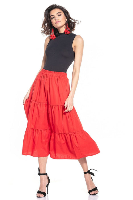 Breathable Cotton Blend Maxi Skirt with Stretchy Waistband for Everyday Wear