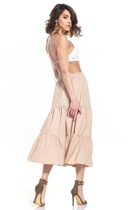 Breathable Cotton Blend Maxi Skirt with Stretchy Waistband for Everyday Wear