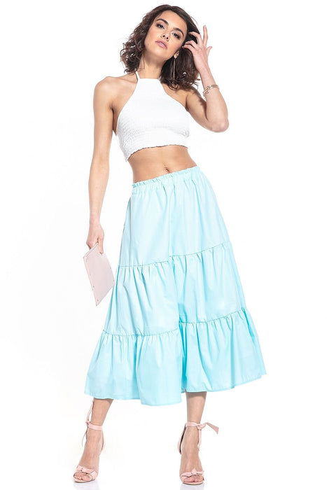 Breathable Cotton Blend Maxi Skirt with Stretchy Waistband for Everyday Wear