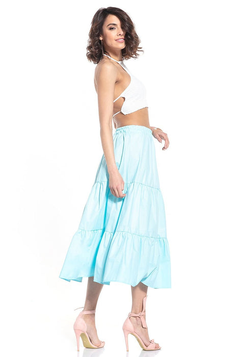 Breathable Cotton Blend Maxi Skirt with Stretchy Waistband for Everyday Wear