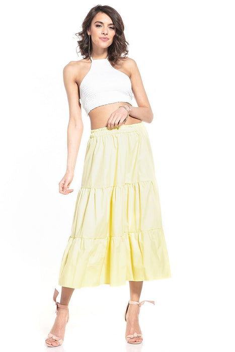 Breathable Cotton Blend Maxi Skirt with Stretchy Waistband for Everyday Wear