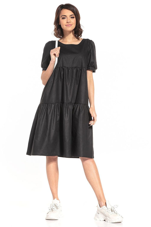 Elegant Boatneck Cotton Midi Dress