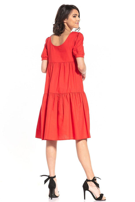 Elegant Boatneck Cotton Midi Dress