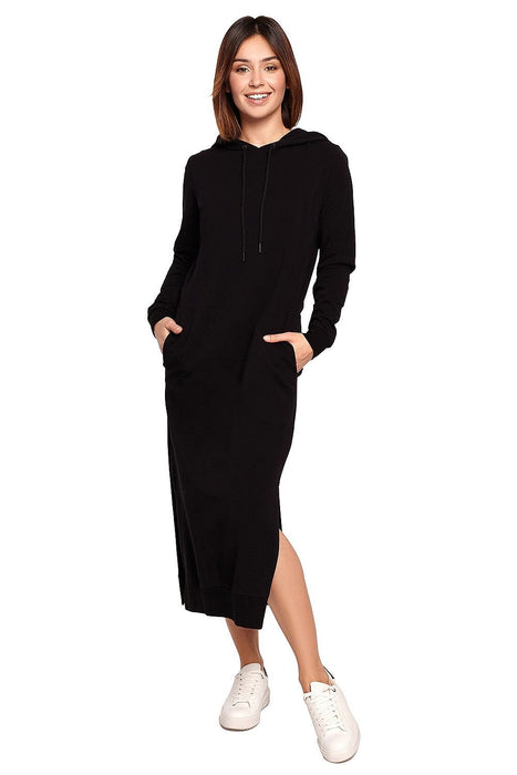 Stylish Knit Hooded Dress with Drawstring