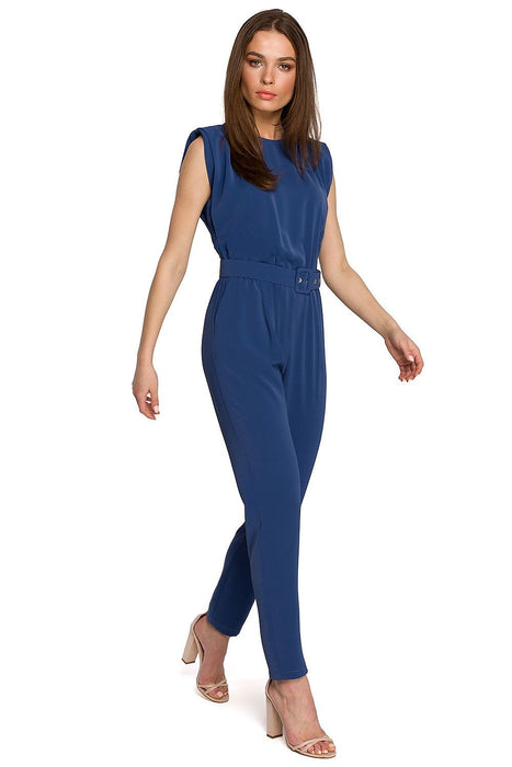 Glamorous Belted Jumpsuit with Structured Shoulders