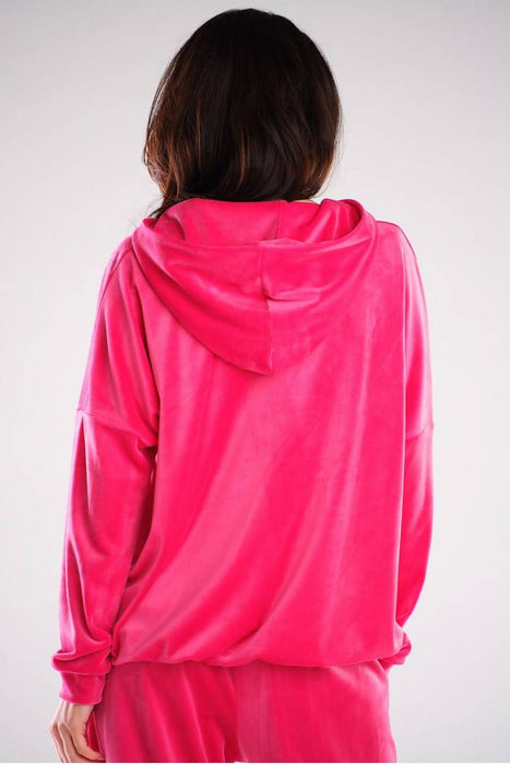 Chic Velour Hoodie Sweatshirt with Generous Pocket