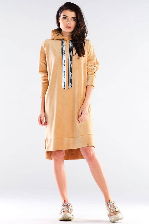 Chic Sporty Velour Daydress with Signature Logo Stripes