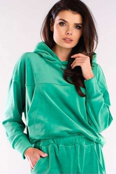 Plush Velour Hooded Sweatshirt - Artfully Made in Poland