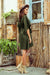 Olive Green Butterfly Dress with Belt by Numoco