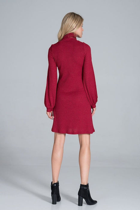 Chic Ribbed Turtleneck Midi Dress