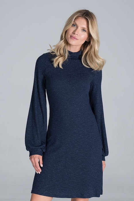 Chic Ribbed Turtleneck Midi Dress