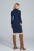 Elegant Pleated Ribbed Knit Midi Dress with Collar and Long Sleeves