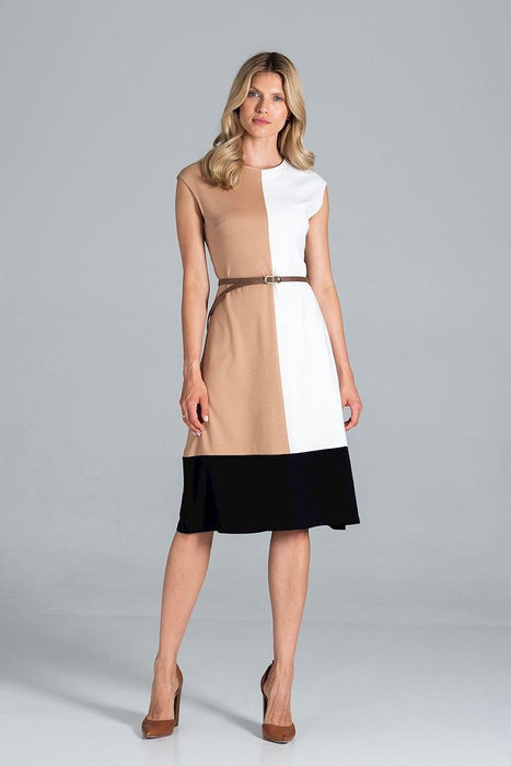 Vibrant Tri-Color Sleeveless Midi Dress